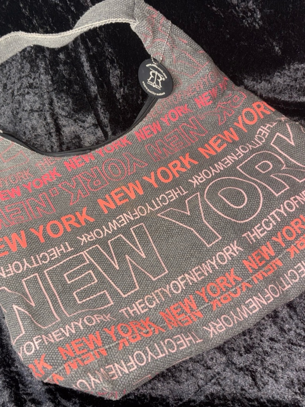 Robin Ruth New York Canvas Hobo Shoulder Bag M Gray/Pink Urban Y2K Streetwear